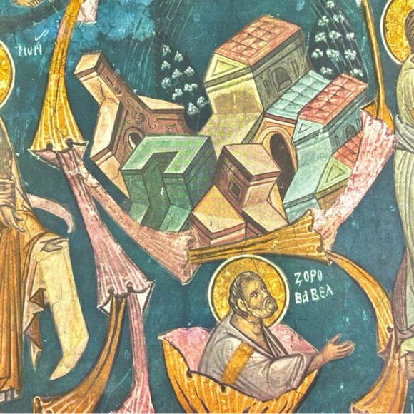 Original Vintage Fine Art Print Poster Medieval Yugoslavia Wall Frescoes Antique
